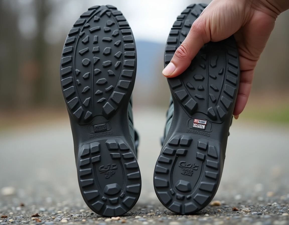 Gros plan sur les semelles de deux chaussures Skechers comparant les détails d'une vraie et d'une fausse paire