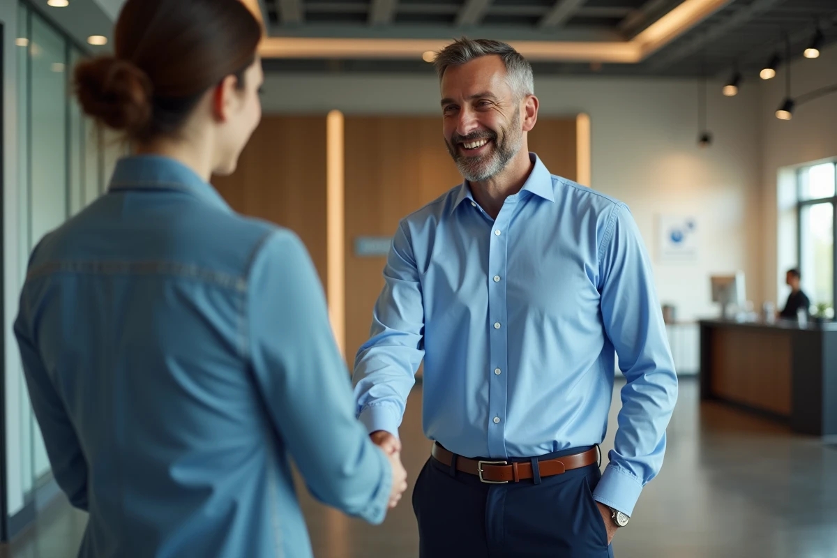 Homme souriant serrant la main d